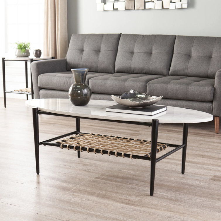 George Oliver Relckin Faux Marble Cocktail Table | Wayfair